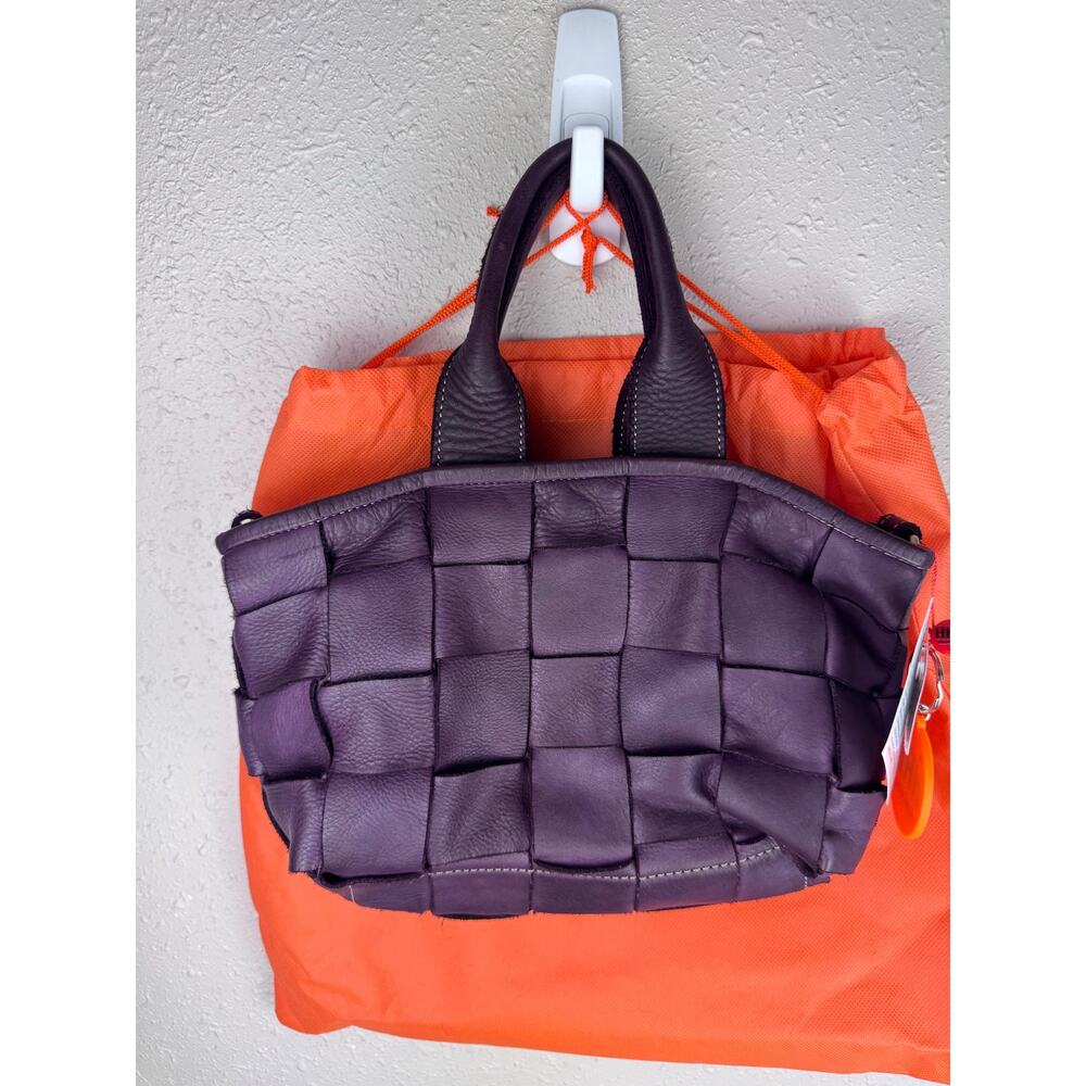 NWT HHB Leather handbag Purple made in Italy with dust cover